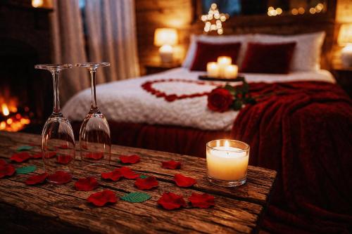 Le Chalet romantique en montagne, SPA, écran cinéma, lit king size — love room à Évreux